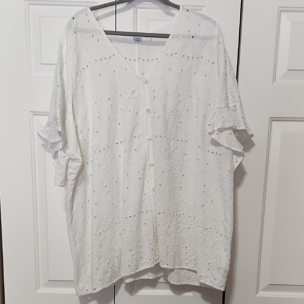 Old Navy Cream Eyelet Button-Down Blouse